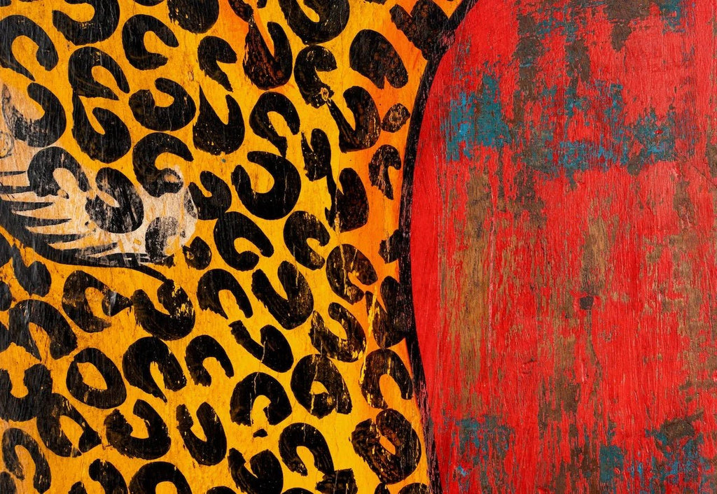 Arbuda Hand-Painted Leopard Teak Wood Panel - DOBRI ARTS AU