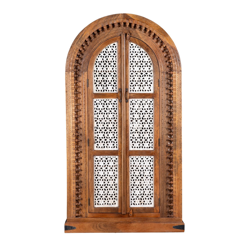 Arched Jali Panel Hand-Carved Wooden Storage Cabinet - DOBRI ARTS AU