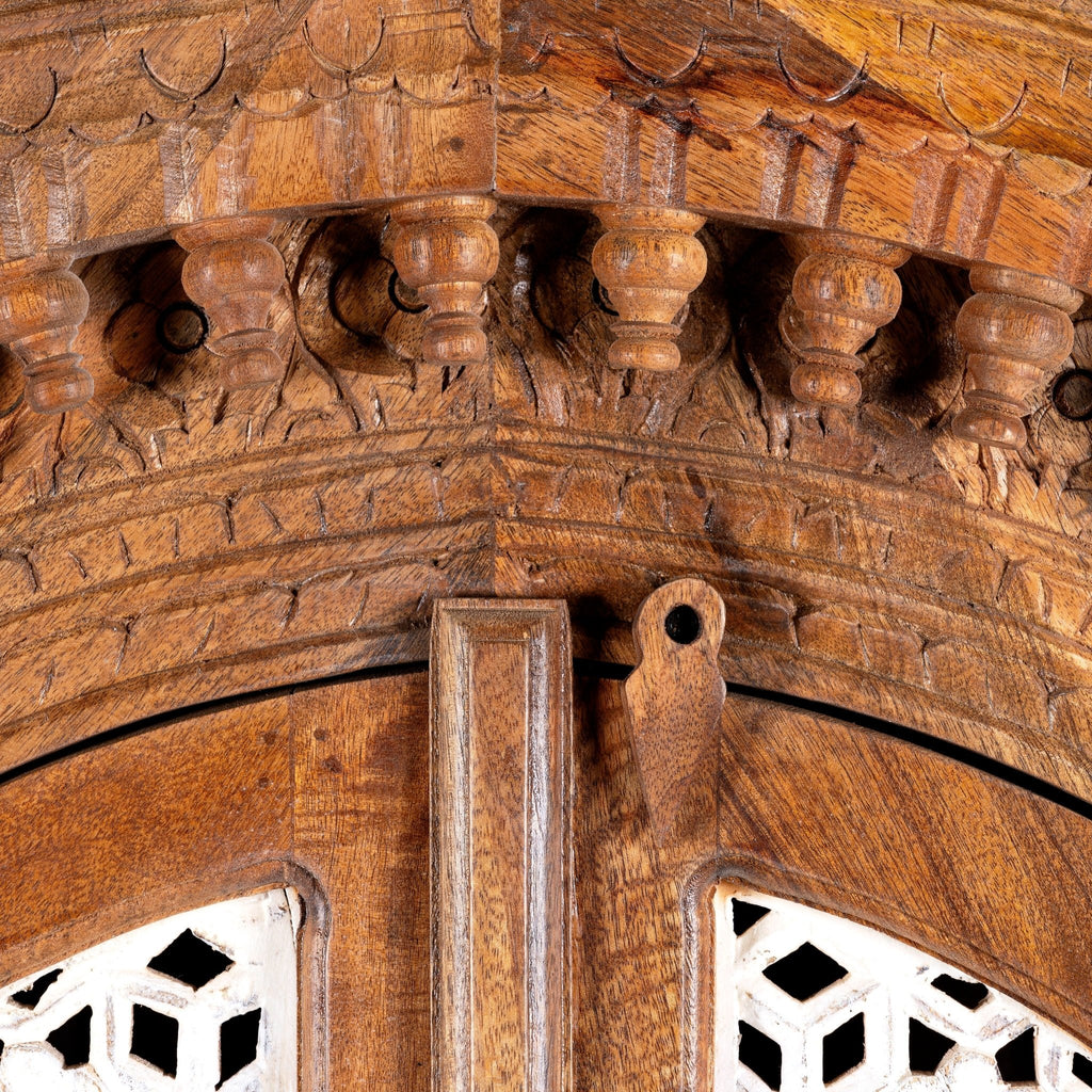 Arched Jali Panel Hand-Carved Wooden Storage Cabinet - DOBRI ARTS AU