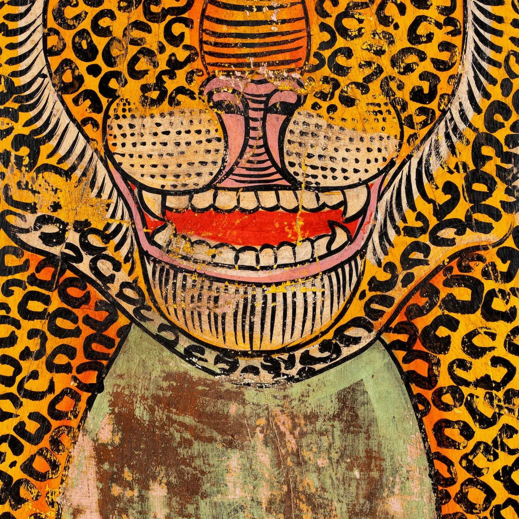 Ardra Hand-Painted Leopard Teak Wall Panel - DOBRI ARTS AU