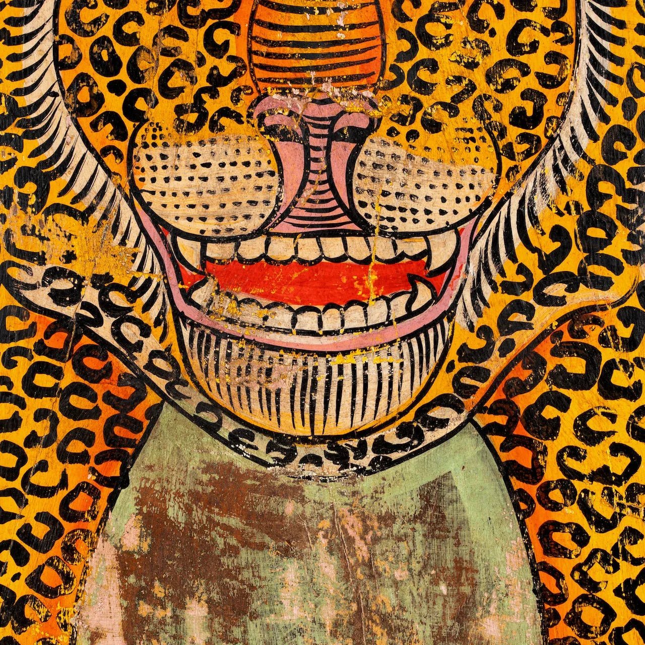 Ardra Hand-Painted Leopard Teak Wall Panel - DOBRI ARTS AU