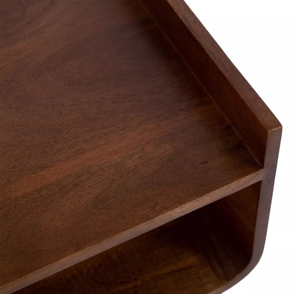 Aria Walnut Brown Solid Wood Side Table – Mid Century Modern End Table, Bedside Nightstand & Two-Tier Accent Table - DOBRI ARTS AU