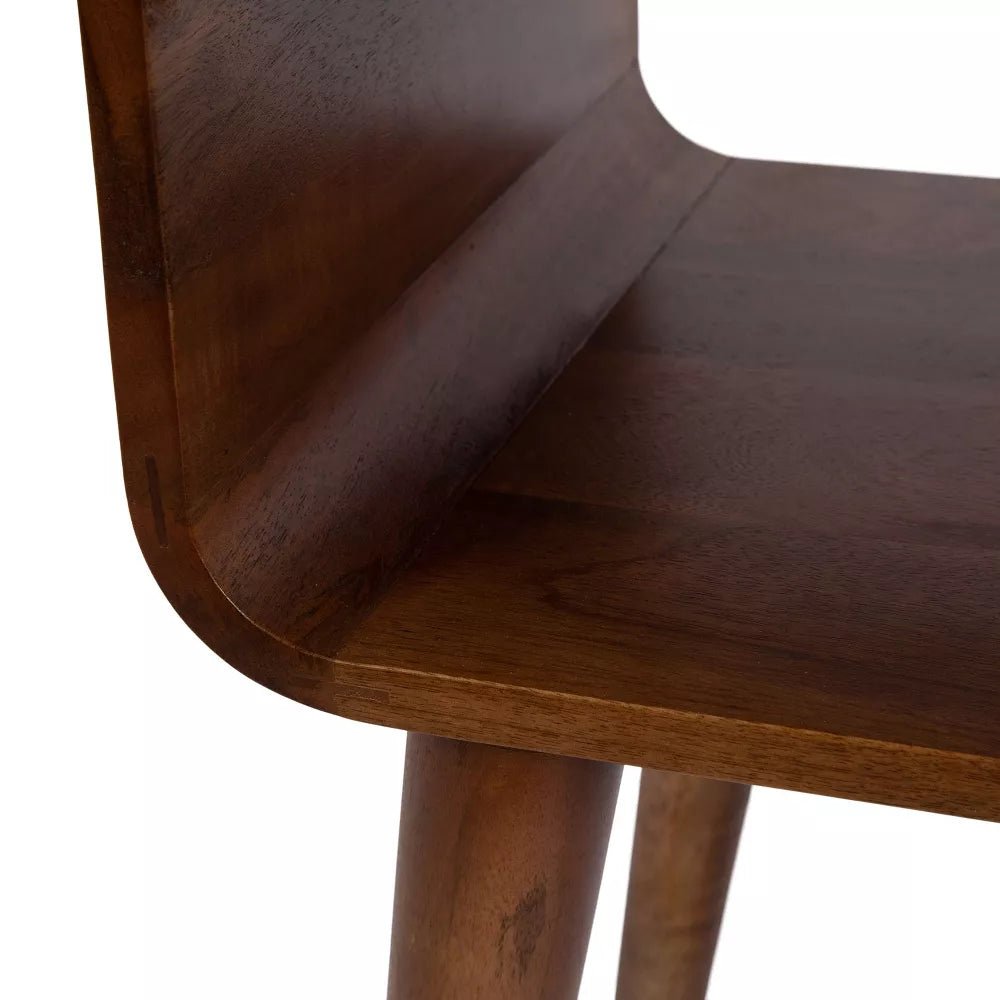 Aria Walnut Brown Solid Wood Side Table – Mid Century Modern End Table, Bedside Nightstand & Two-Tier Accent Table - DOBRI ARTS AU