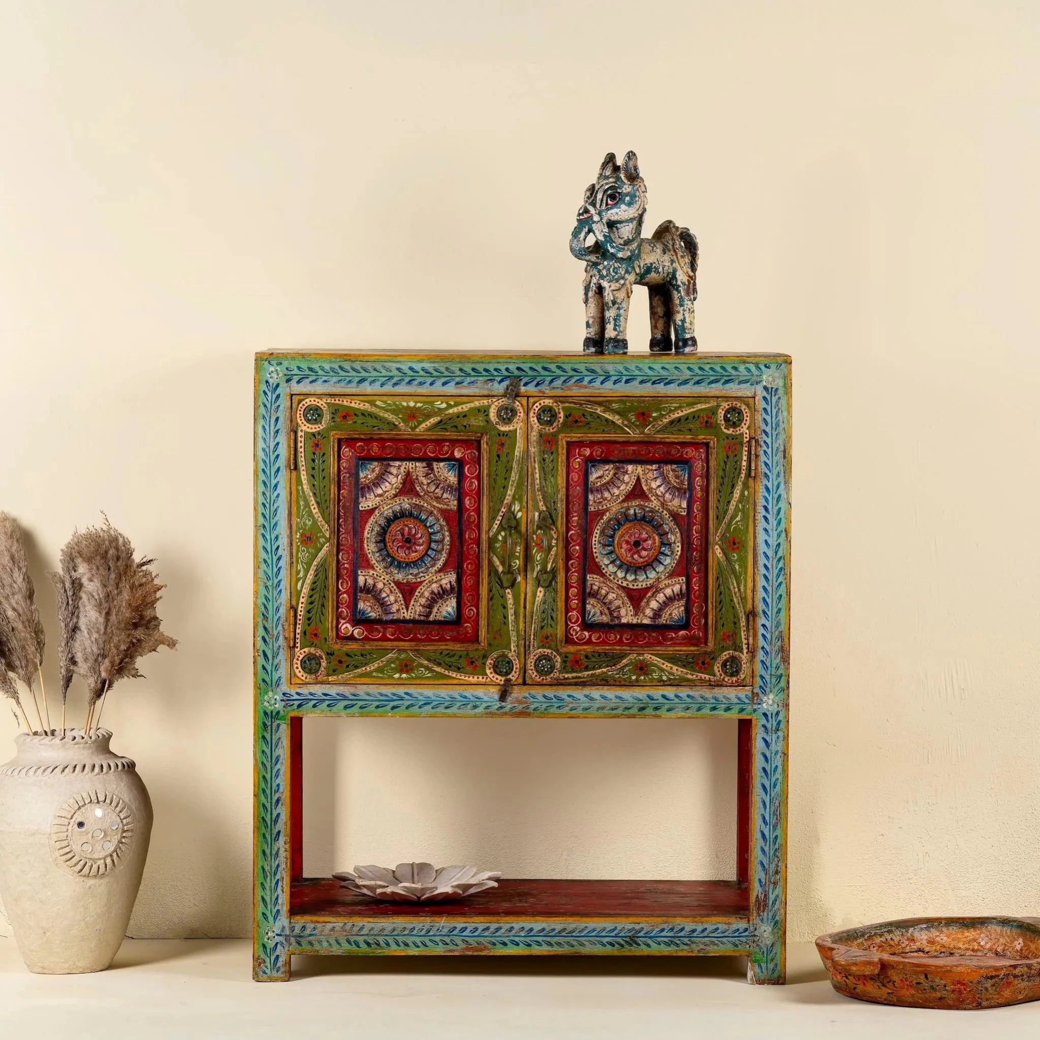 Arin Hand-Painted Folk Art Cabinet Console - DOBRI ARTS AU