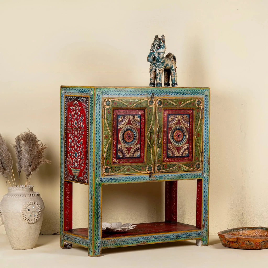Arin Hand-Painted Folk Art Cabinet Console - DOBRI ARTS AU