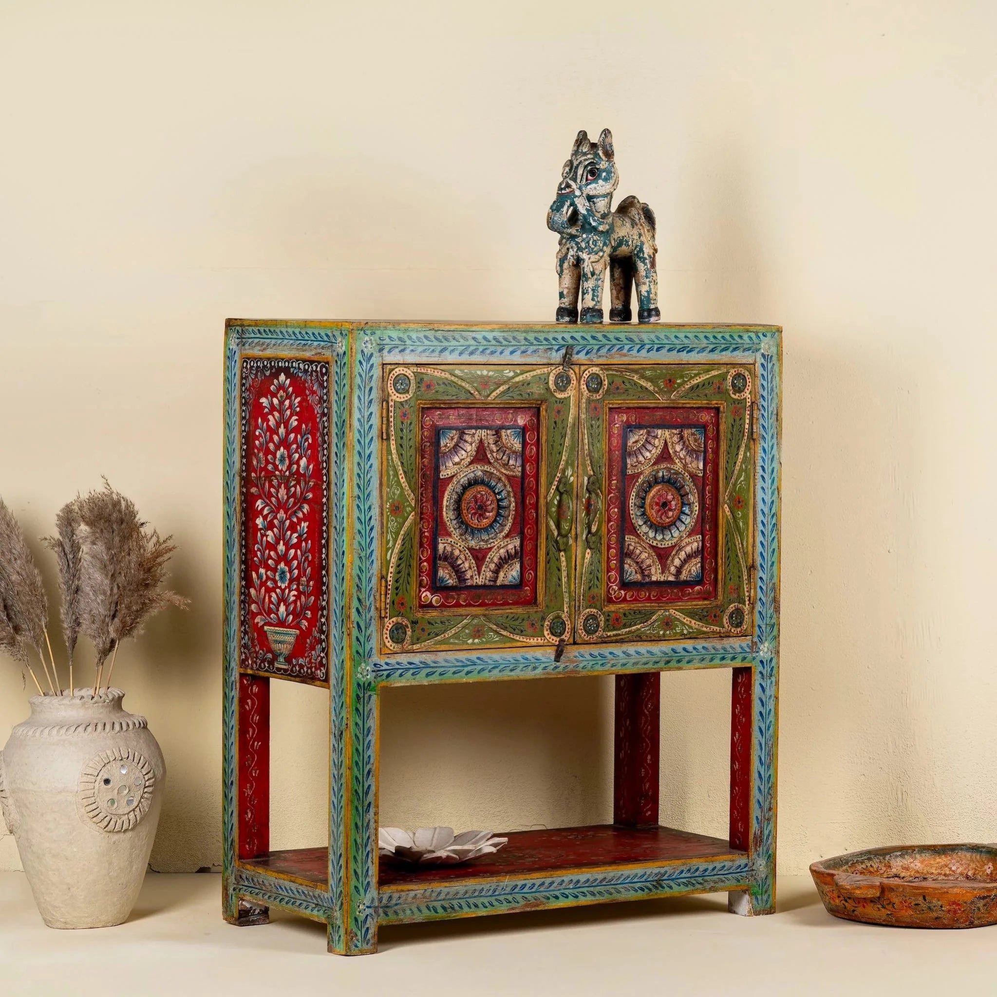 Arin Hand-Painted Folk Art Cabinet Console - DOBRI ARTS AU