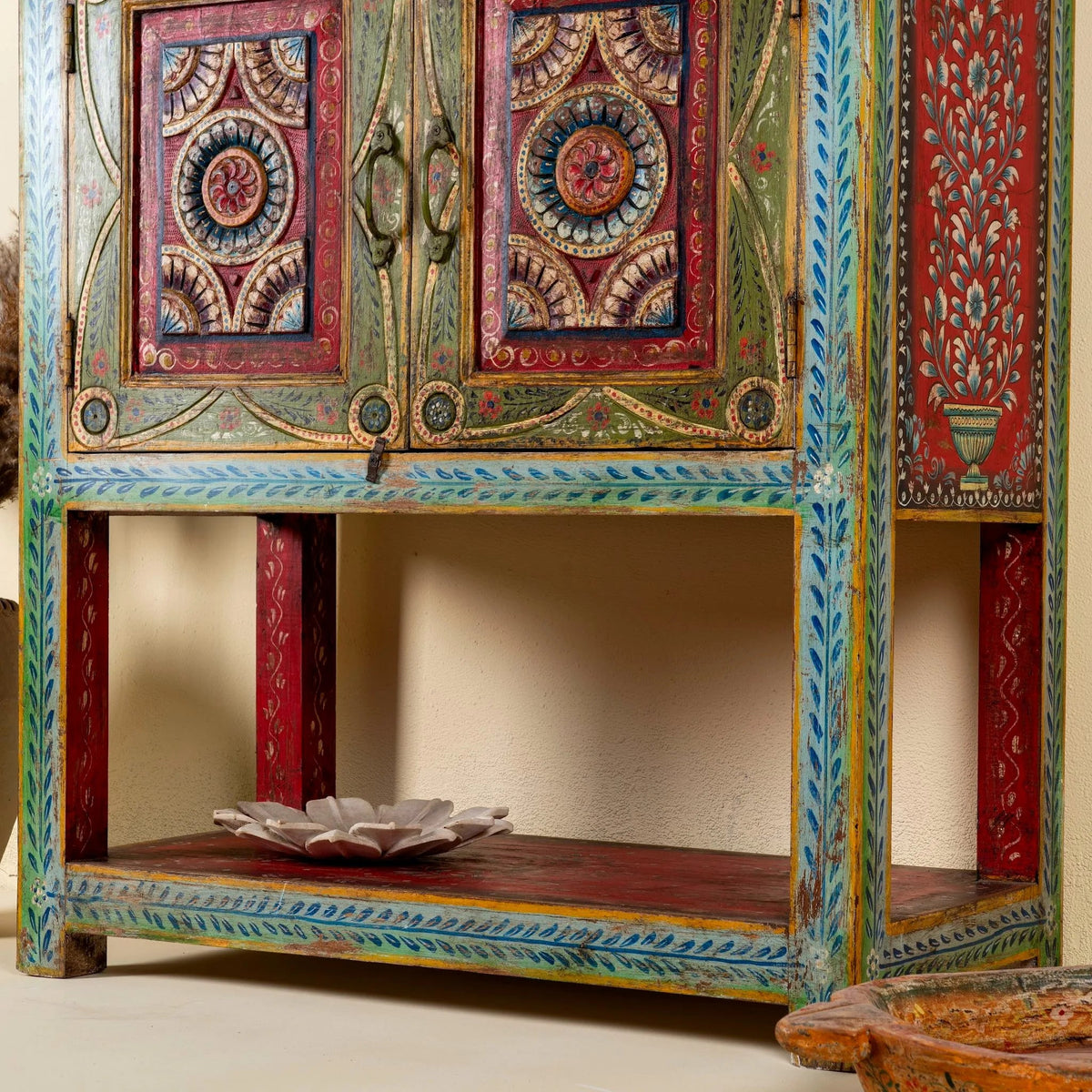 Arin Hand-Painted Folk Art Cabinet Console - DOBRI ARTS AU