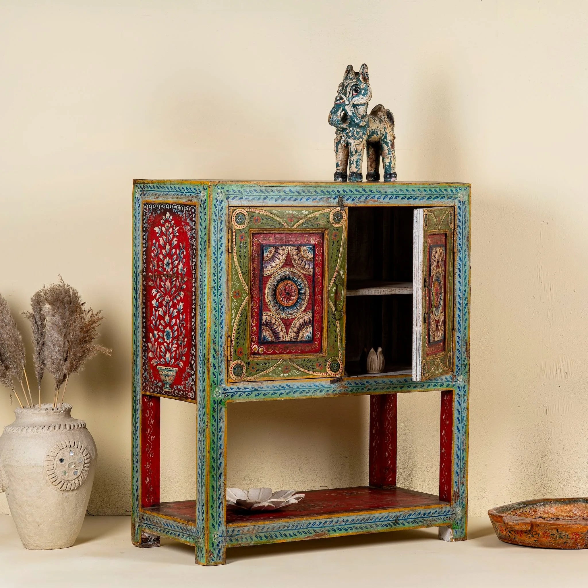 Arin Hand-Painted Folk Art Cabinet Console - DOBRI ARTS AU