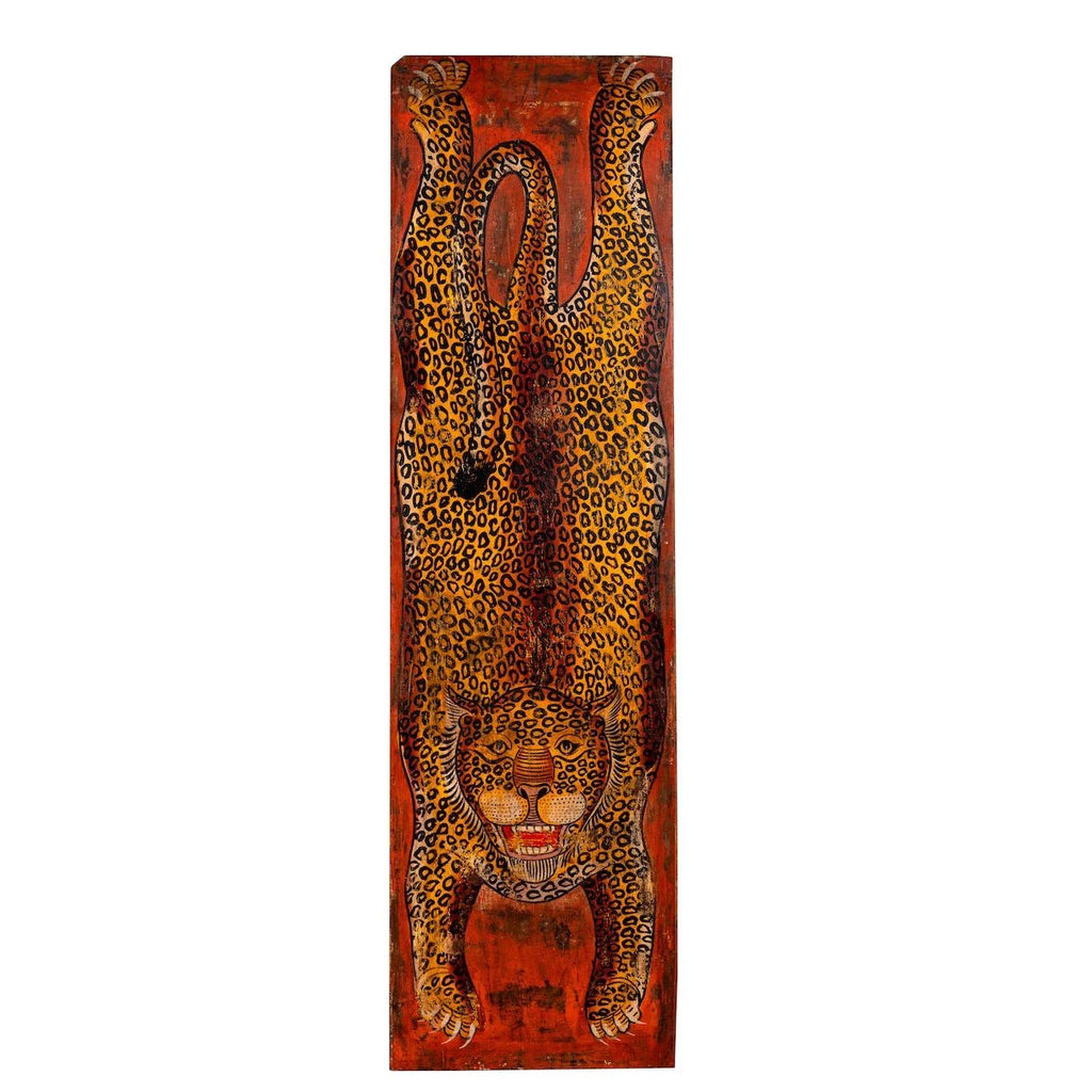 Arishta Red Vintage Leopard Wall Panel - DOBRI ARTS AU