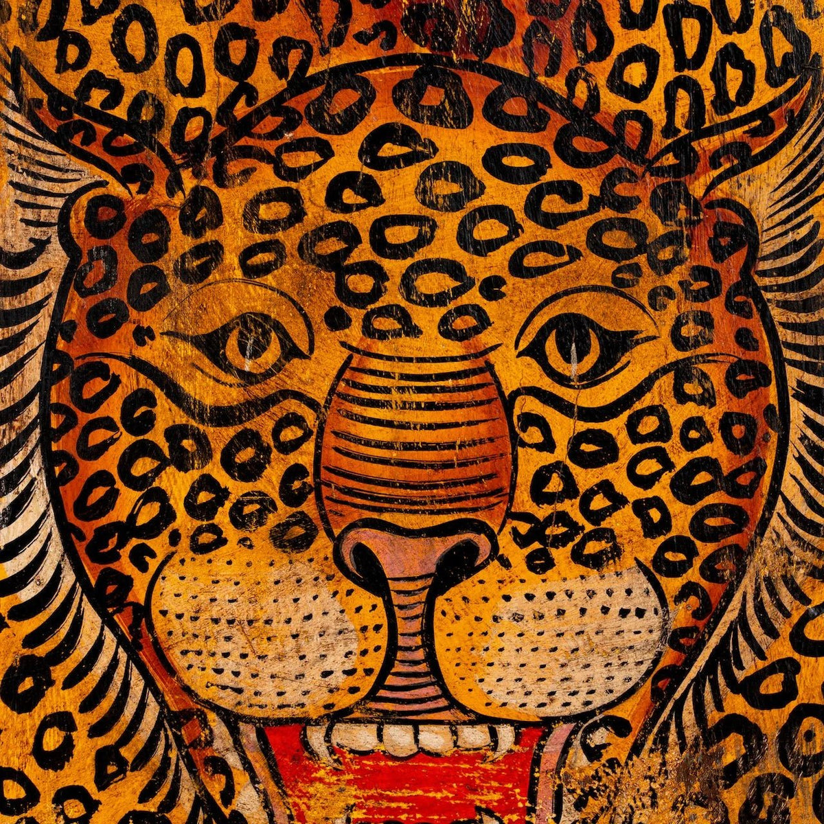 Arishta Red Vintage Leopard Wall Panel - DOBRI ARTS AU