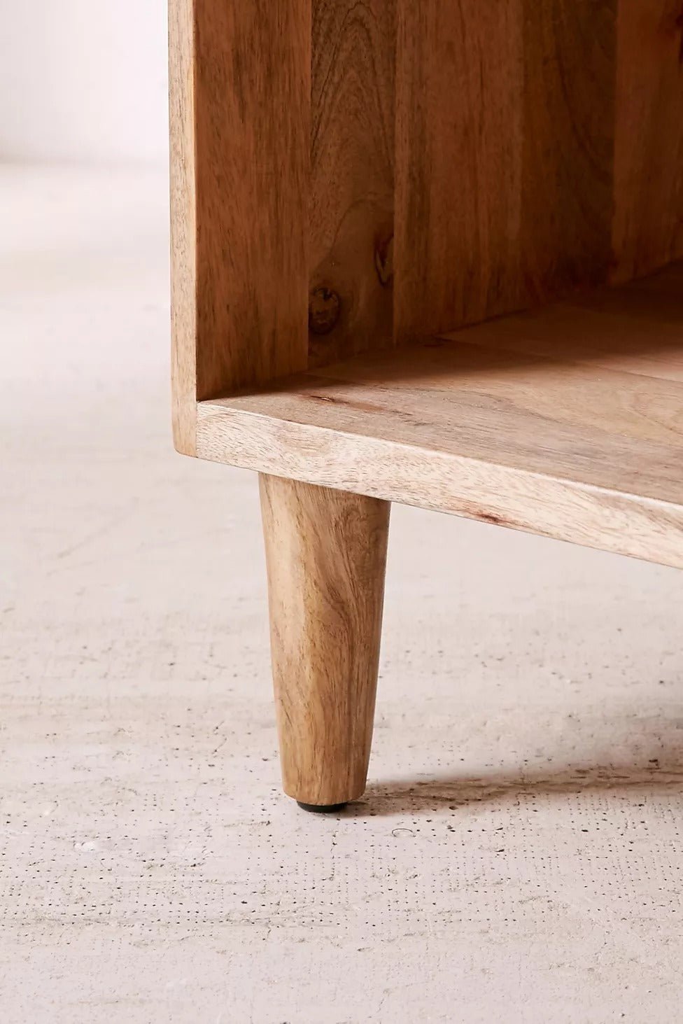 Arlo Natural Mango Wood Bedside Table – Open Shelf Nightstand with Drawer, Tapered Legs & Mixed Wood Finish - DOBRI ARTS AU