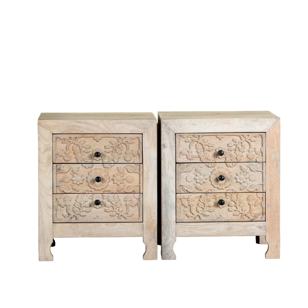 Arohi Carved Bedside Chest Set - DOBRI ARTS AU