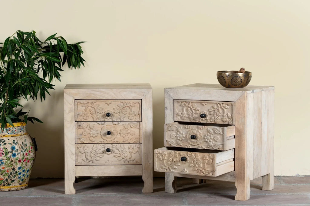 Arohi Carved Bedside Chest Set - DOBRI ARTS AU