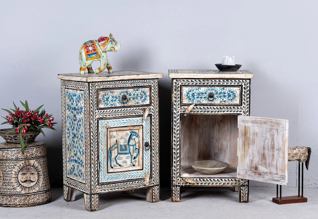 Ashvika Handpainted Bedside Cabinet Set - DOBRI ARTS AU