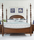 Aspin Classic Mango Wood Four Poster Bed – Handcrafted Solid Wood King Bed with Turned Posts - DOBRI ARTS AU