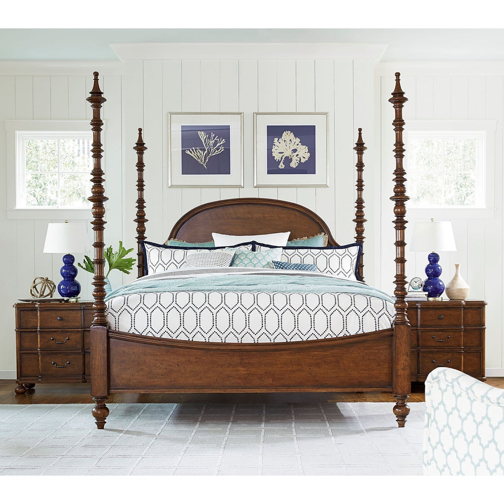 Aspin Classic Mango Wood Four Poster Bed – Handcrafted Solid Wood King Bed with Turned Posts - DOBRI ARTS AU