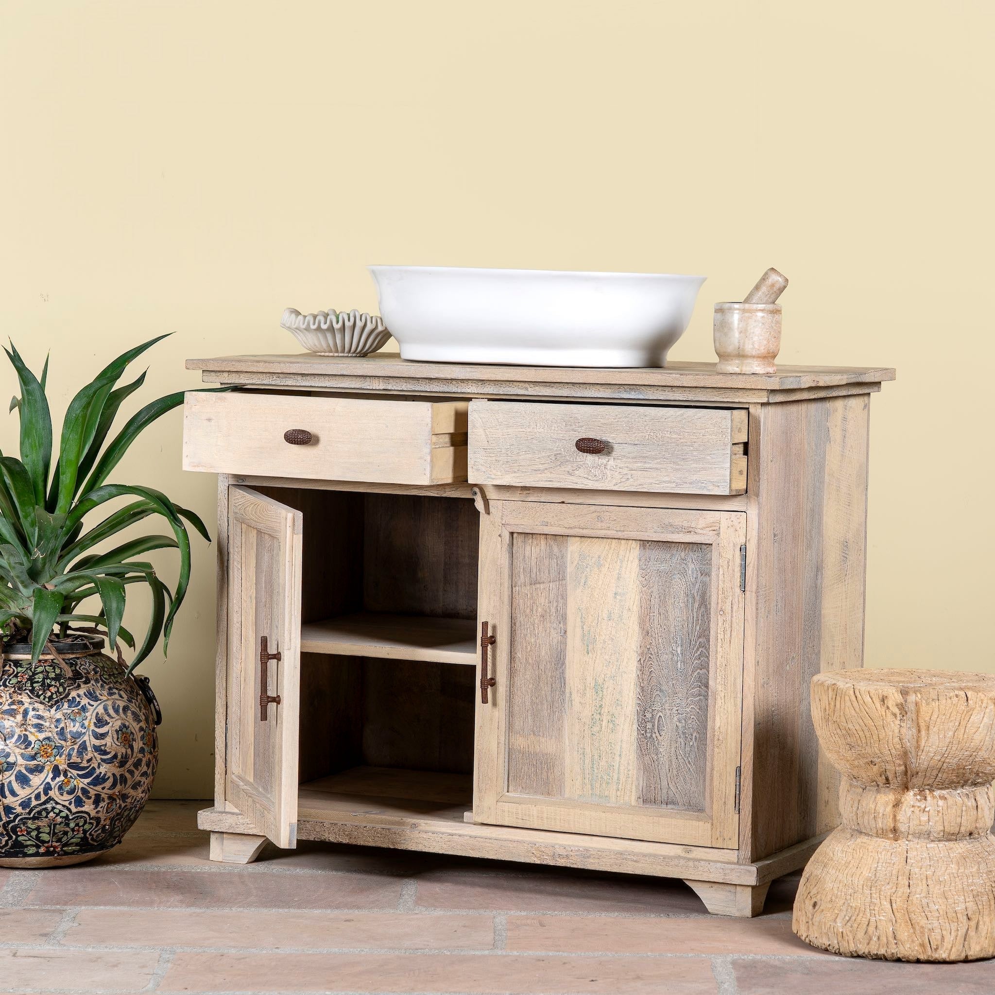 Atreyi Natural Wood Vanity Cabinet - DOBRI ARTS AU