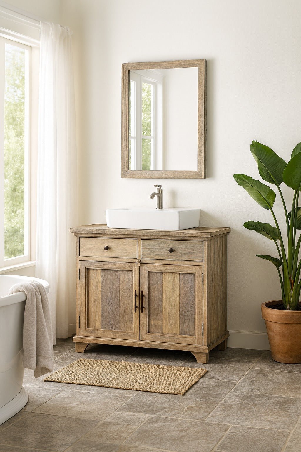 Atreyi Natural Wood Vanity Cabinet - DOBRI ARTS AU