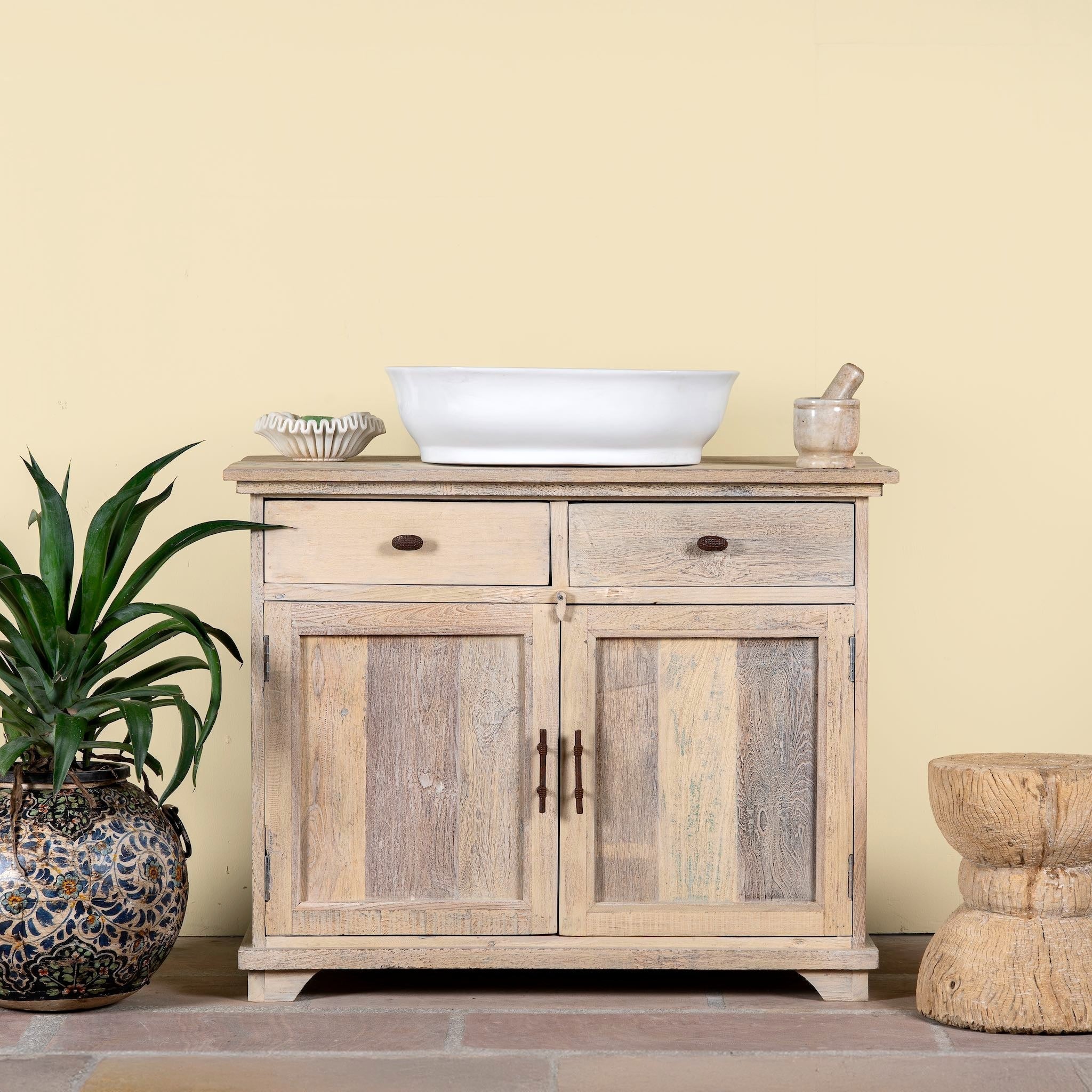 Atreyi Natural Wood Vanity Cabinet - DOBRI ARTS AU