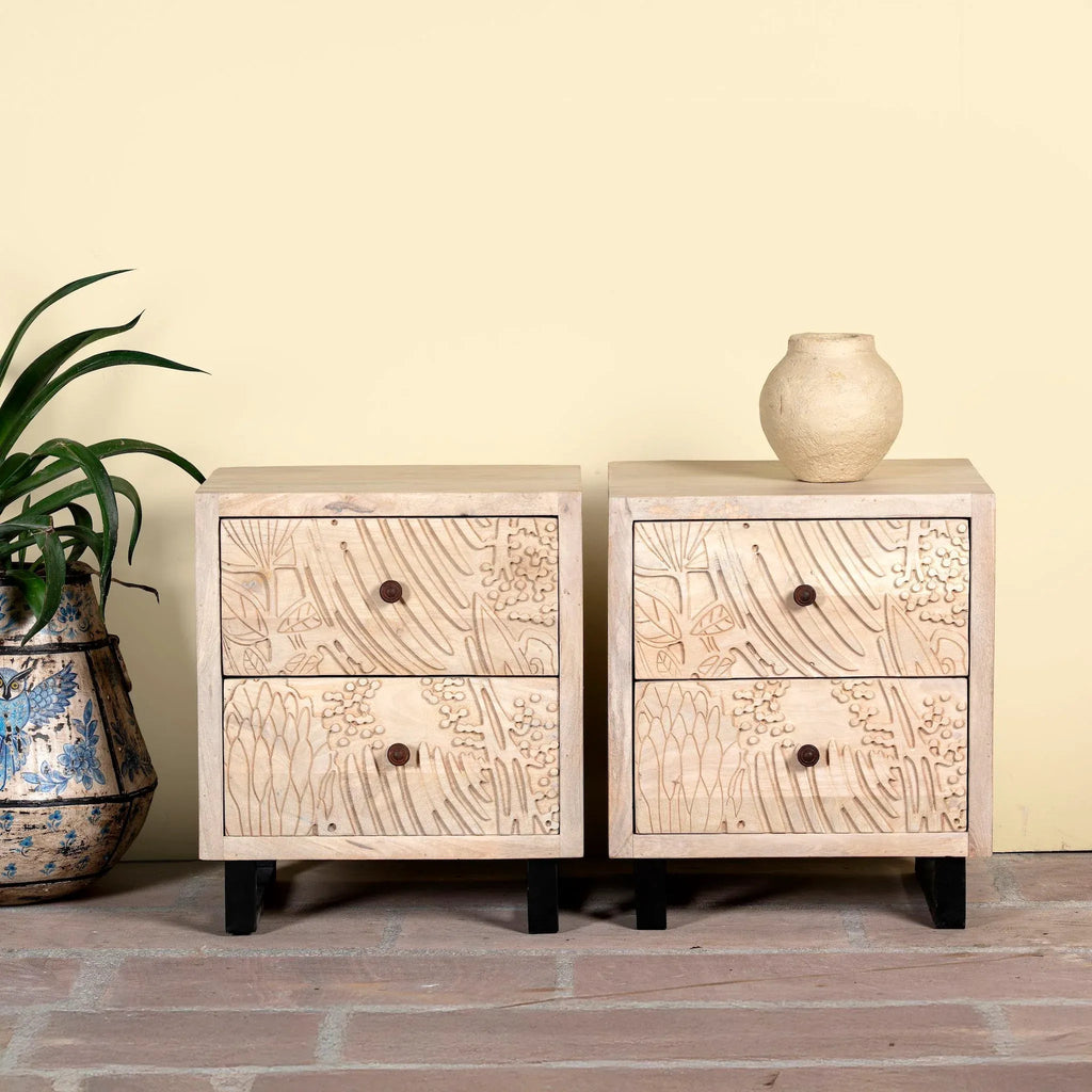 Aurelia Carved Bedside Drawer Set - DOBRI ARTS AU