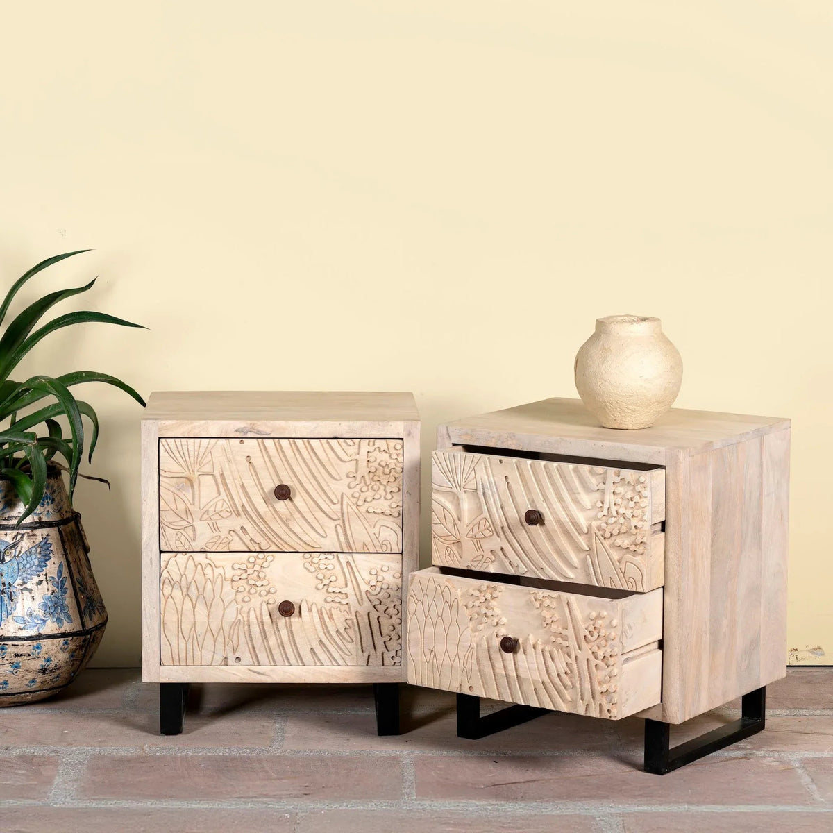 Aurelia Carved Bedside Drawer Set - DOBRI ARTS AU