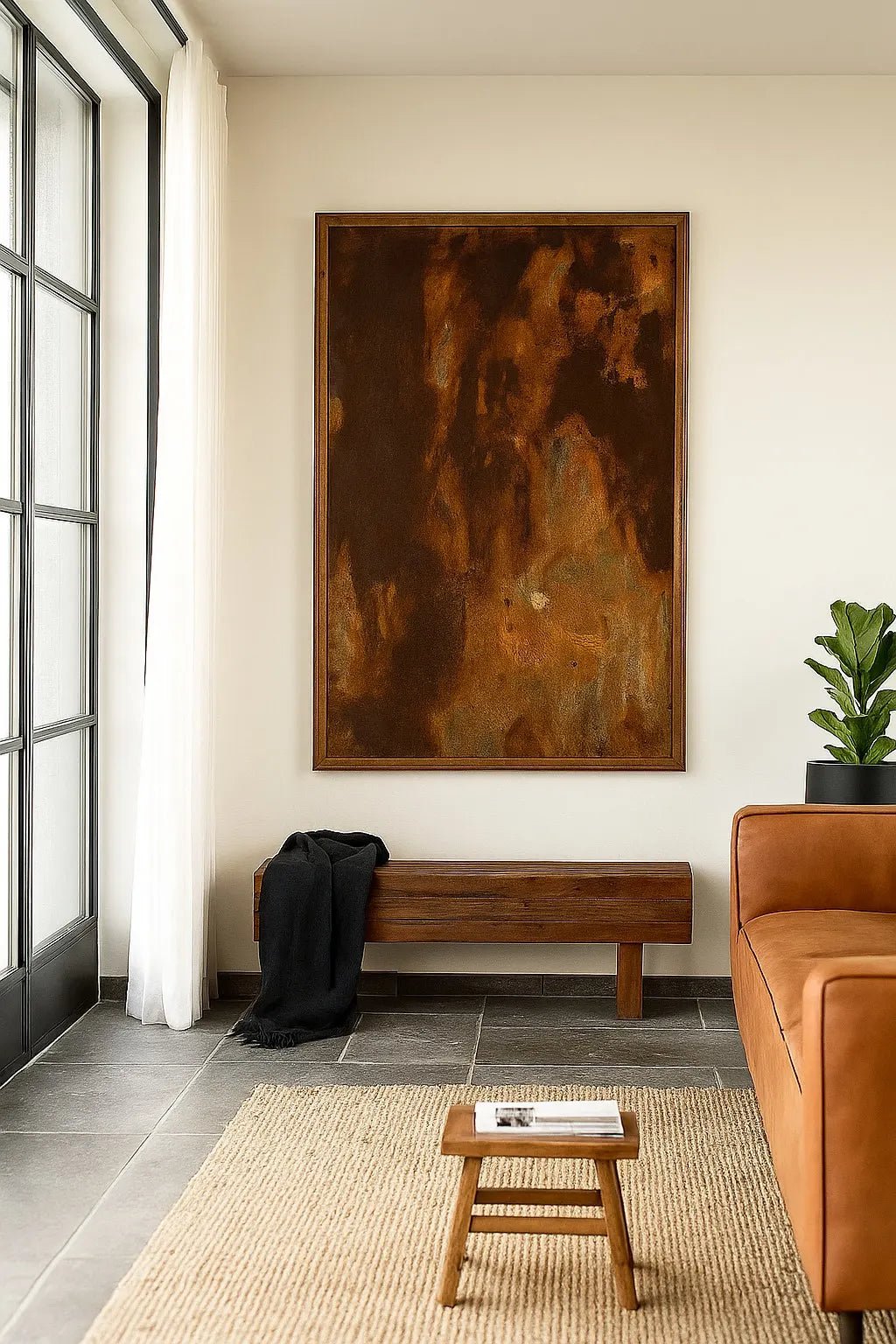 Aurum Rust Abstract Framed Wall Panel - DOBRI ARTS AU