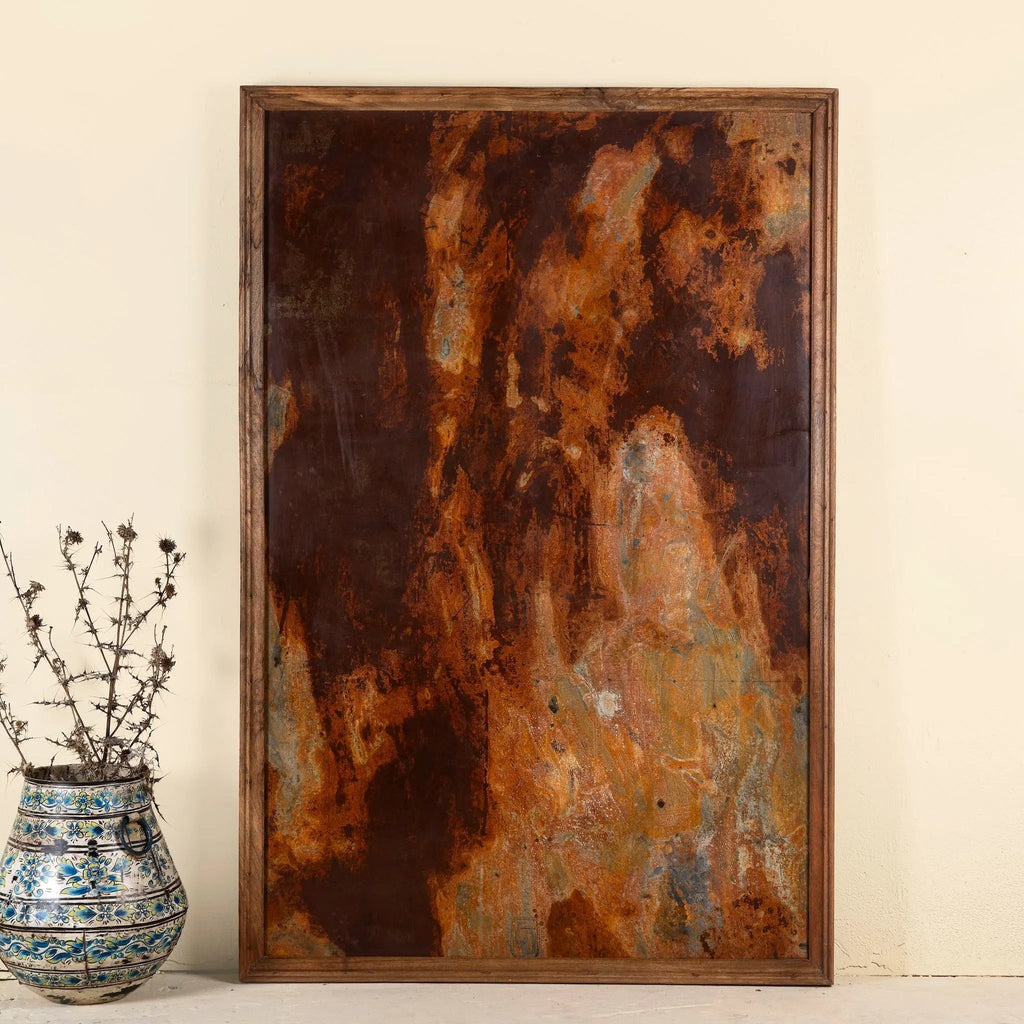 Aurum Rust Abstract Framed Wall Panel - DOBRI ARTS AU