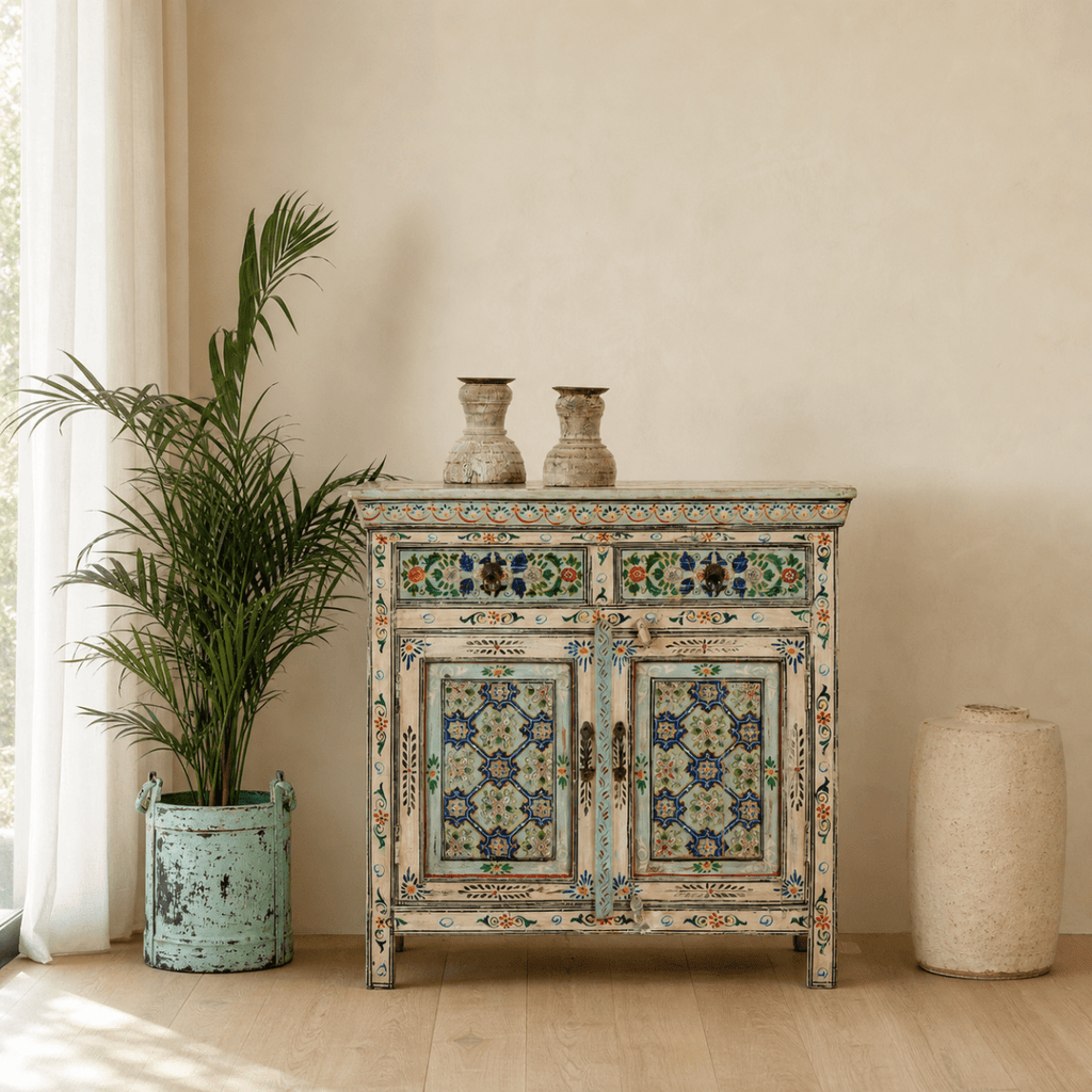 Aurva Hand-Painted Wooden Cabinet - DOBRI ARTS AU
