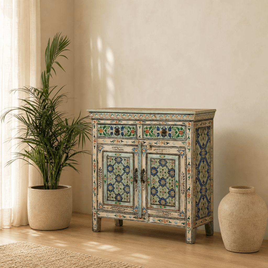 Aurva Hand-Painted Wooden Cabinet - DOBRI ARTS AU