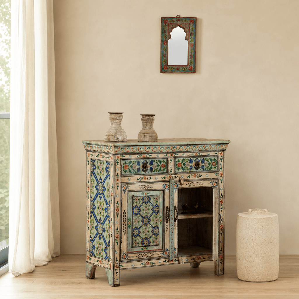Aurva Hand-Painted Wooden Cabinet - DOBRI ARTS AU