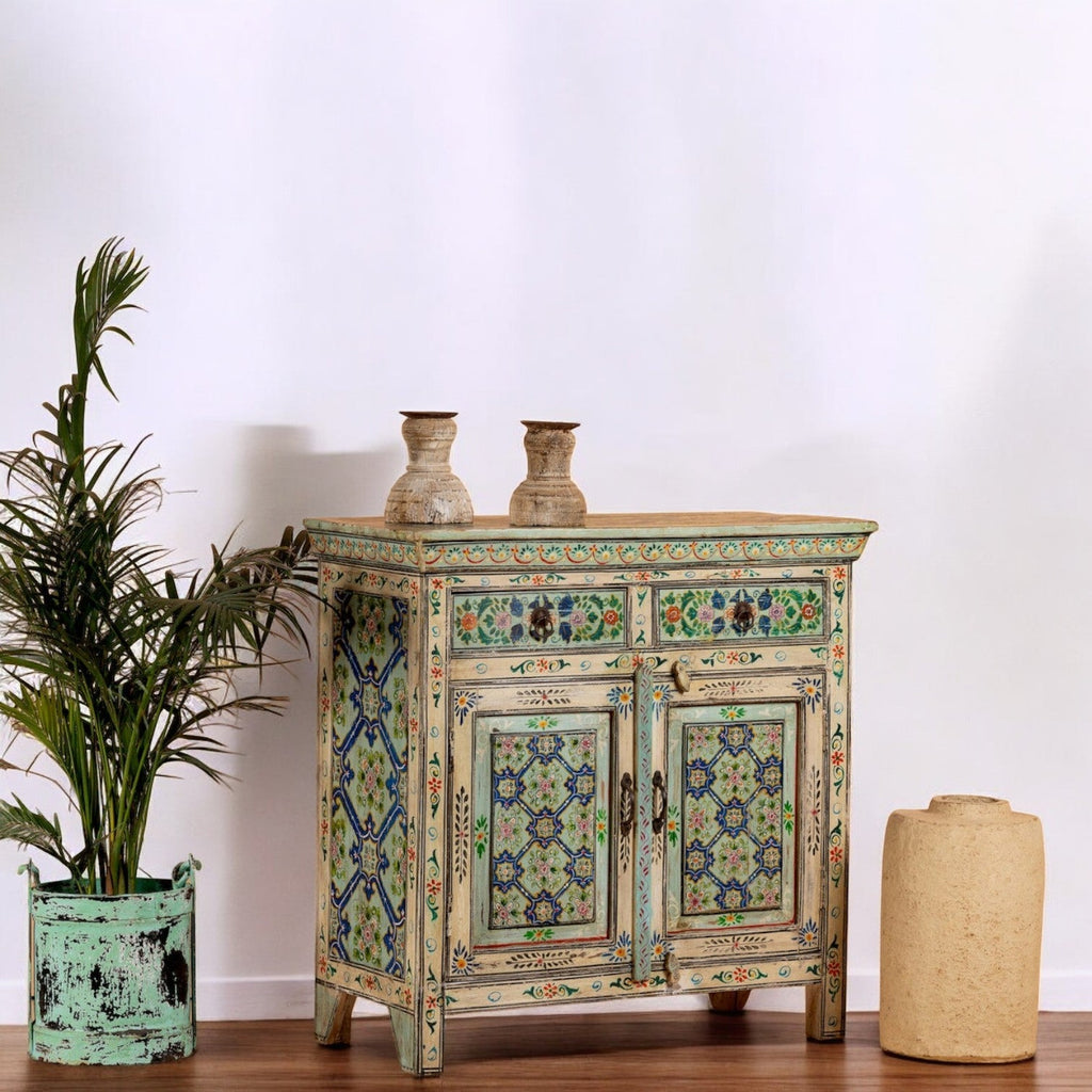 Aurva Mosaic Hand-Painted Wooden Storage Cabinet - DOBRI ARTS AU