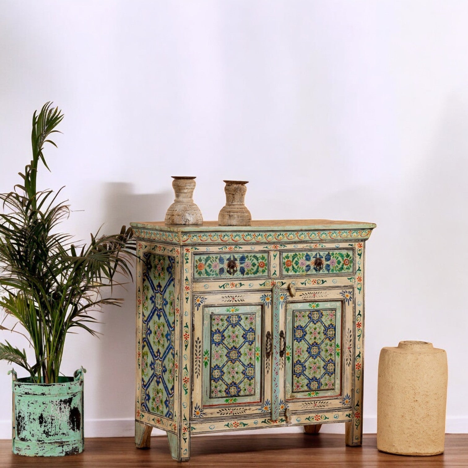 Aurva Mosaic Hand-Painted Wooden Storage Cabinet - DOBRI ARTS AU