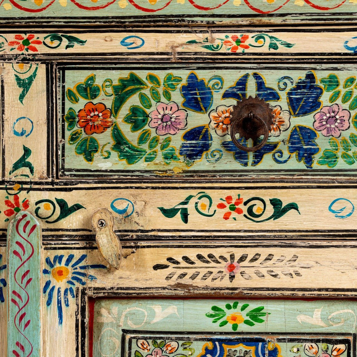 Aurva Mosaic Hand-Painted Wooden Storage Cabinet - DOBRI ARTS AU