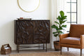Avara Sculpted Dark Wood Cabinet with Metal Base - DOBRI ARTS AU