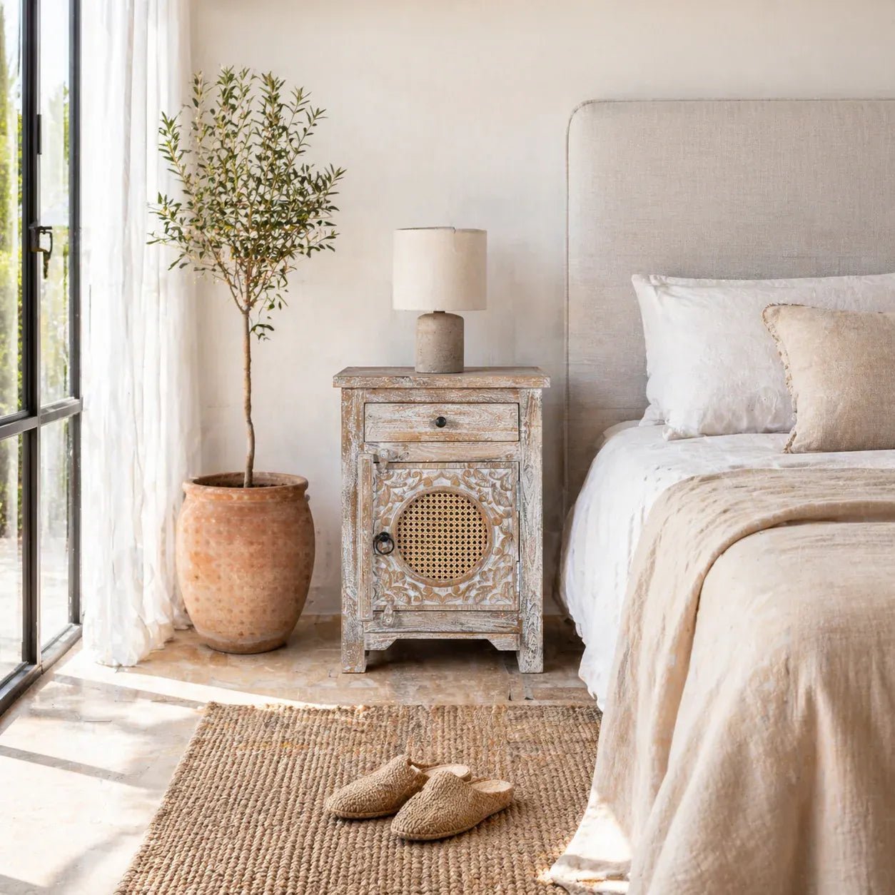 Aventra Cane Front Bedside Cabinet - DOBRI ARTS AU