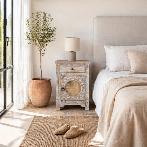 Aventra Cane Front Bedside Cabinet - DOBRI ARTS AU