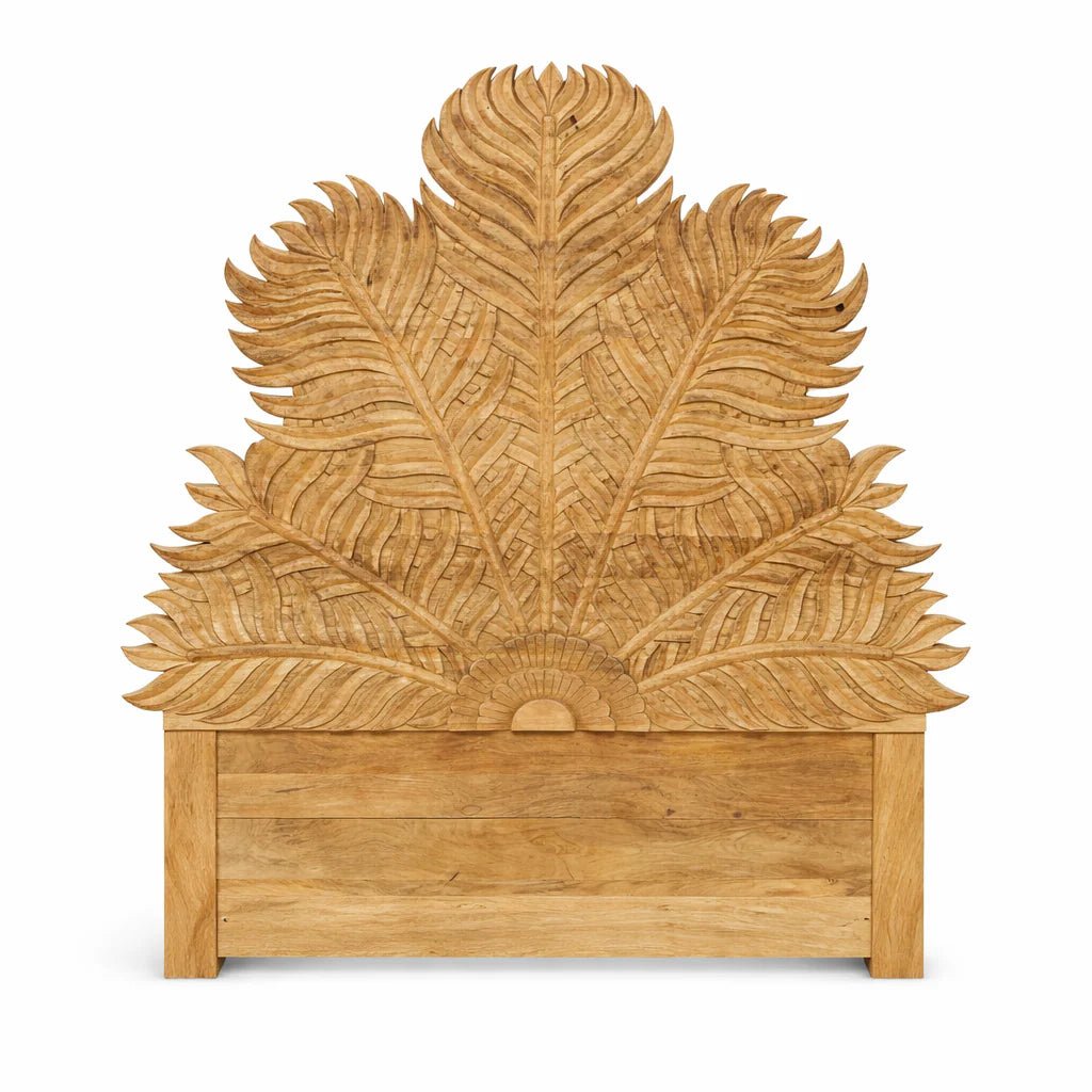 Averra Leaf Carved Statement Bed (King Size) - DOBRI ARTS AU