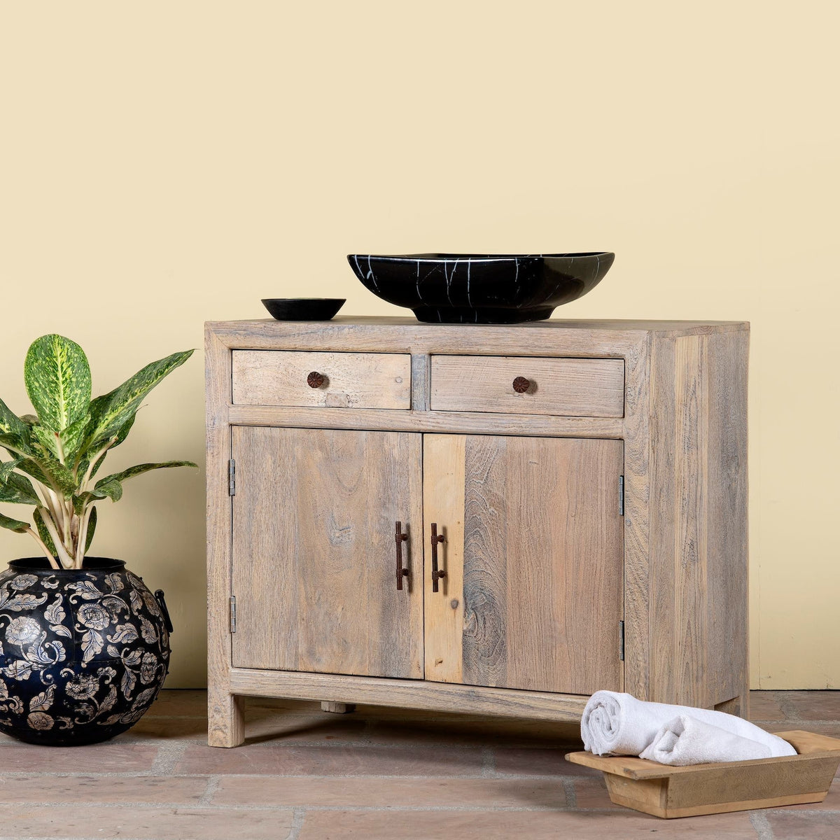 Avleen Sandblasted Wood Vanity Cabinet - DOBRI ARTS AU
