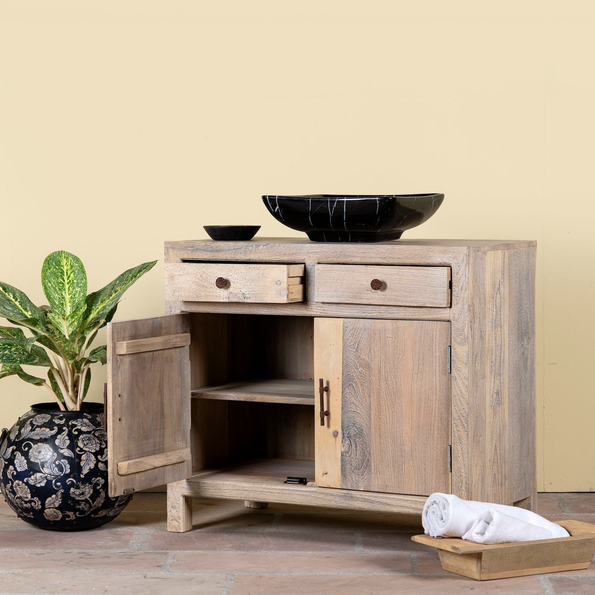 Avleen Sandblasted Wood Vanity Cabinet - DOBRI ARTS AU
