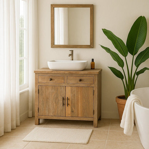 Avleen Sandblasted Wood Vanity Cabinet - DOBRI ARTS AU