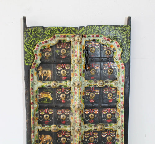 Ayandh Tribal Hand-Painted Indian Teak Door Panel - DOBRI ARTS AU