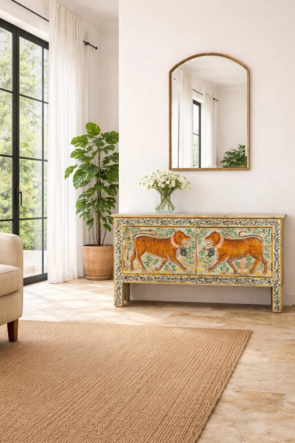 Baghira Hand-Painted Tiger Sideboard - DOBRI ARTS AU