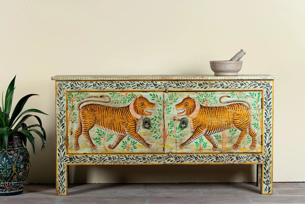 Baghira Hand-Painted Tiger Sideboard - DOBRI ARTS AU