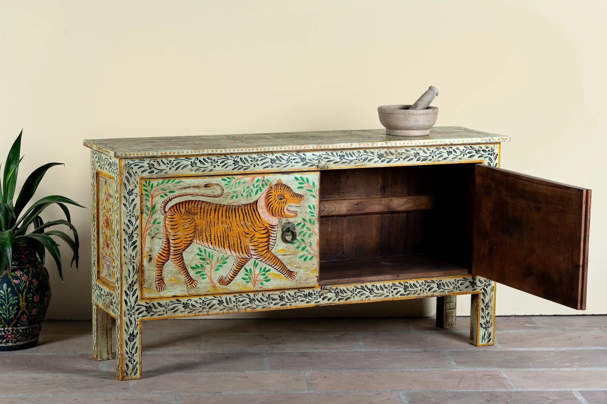Baghira Hand-Painted Tiger Sideboard - DOBRI ARTS AU