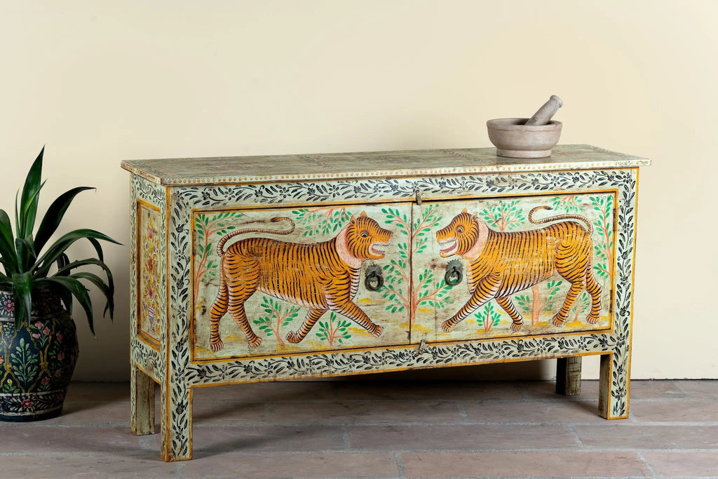 Baghira Hand-Painted Tiger Sideboard - DOBRI ARTS AU