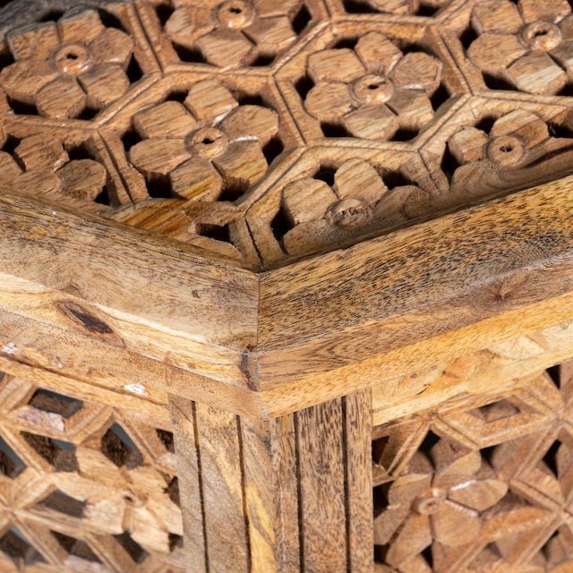 Barkot Hand-Carved Mango Wood Octagonal Coffee Table - DOBRI ARTS AU