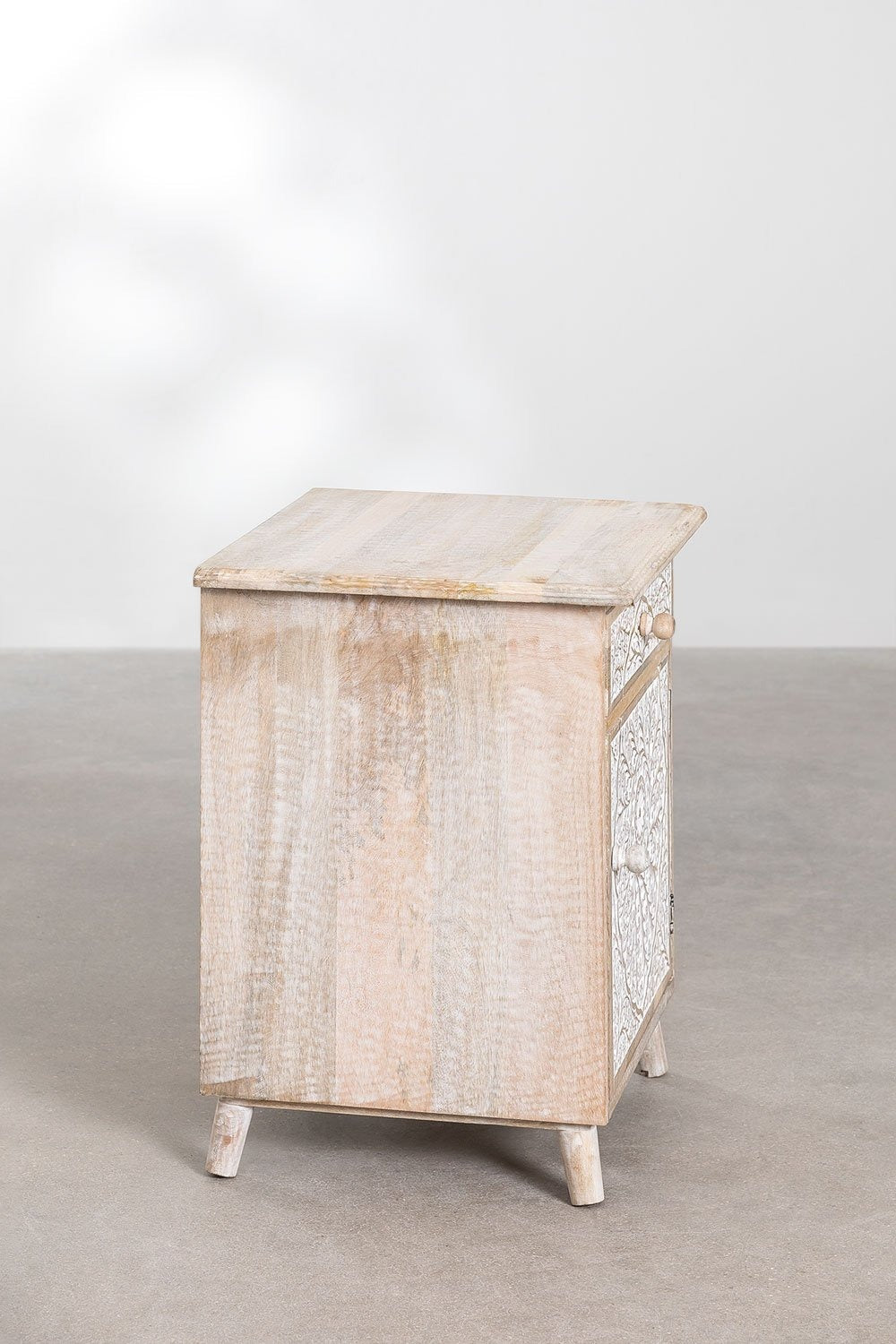 Arvika Hand Carved Wooden Bedside Cabinet