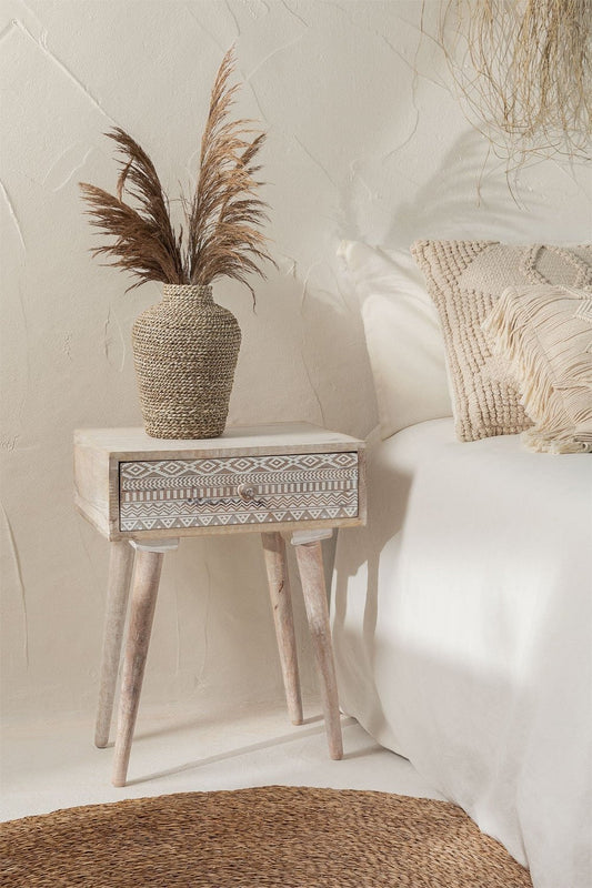 Eldira Handcrafted Wooden Bedside Table