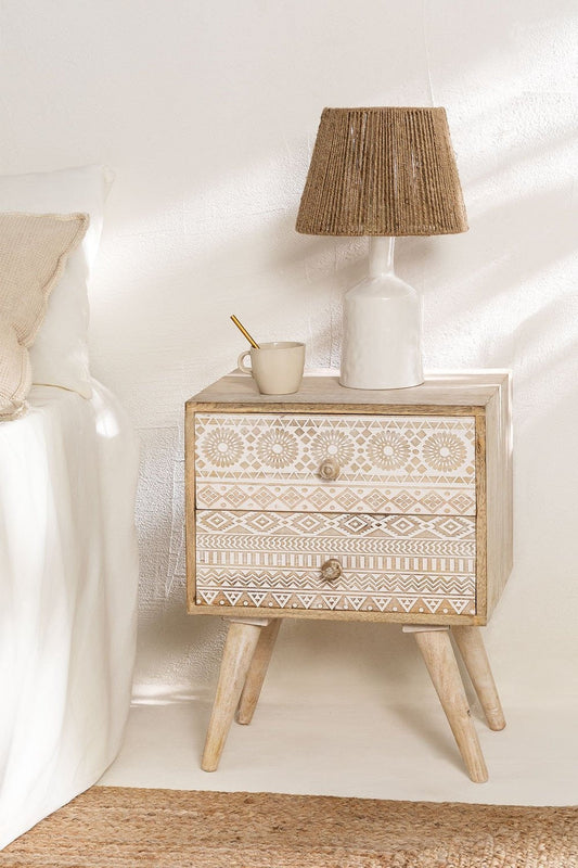 Arvika Handcrafted Wooden Bedside Table