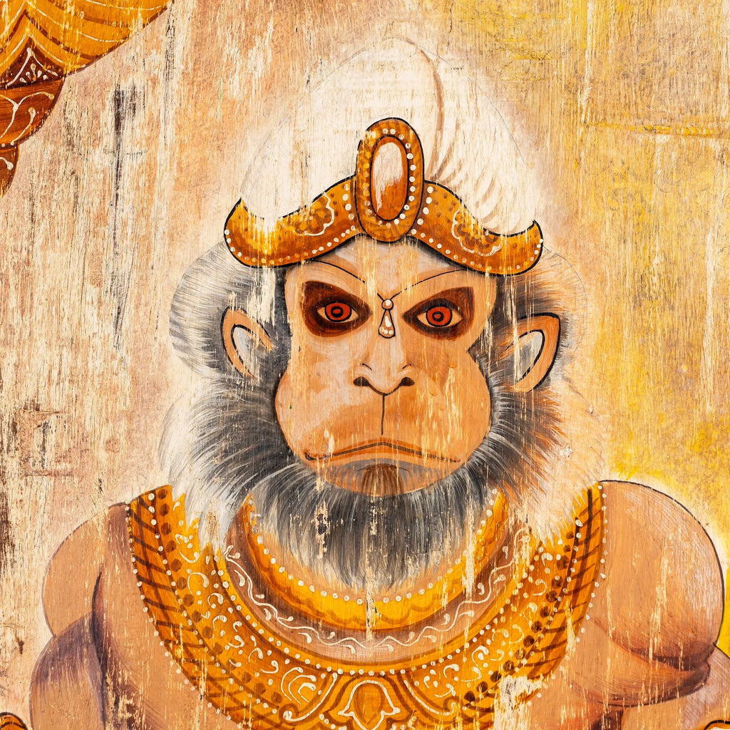 Bhakt Hanuman Tall Wooden Wall Panel - DOBRI ARTS AU